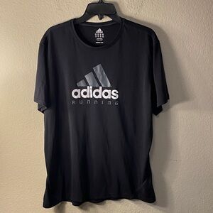 adidas Black Short Sleeve Running Tee with Gray Logo